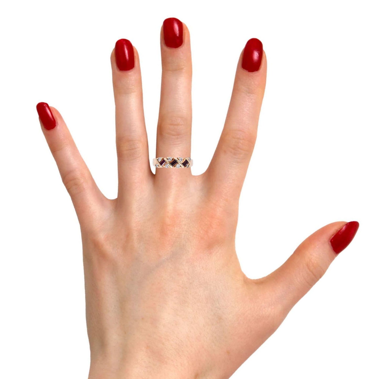 14k Yellow Gold Jewelry 0.60CT Diamond and Ruby Ring Size 9