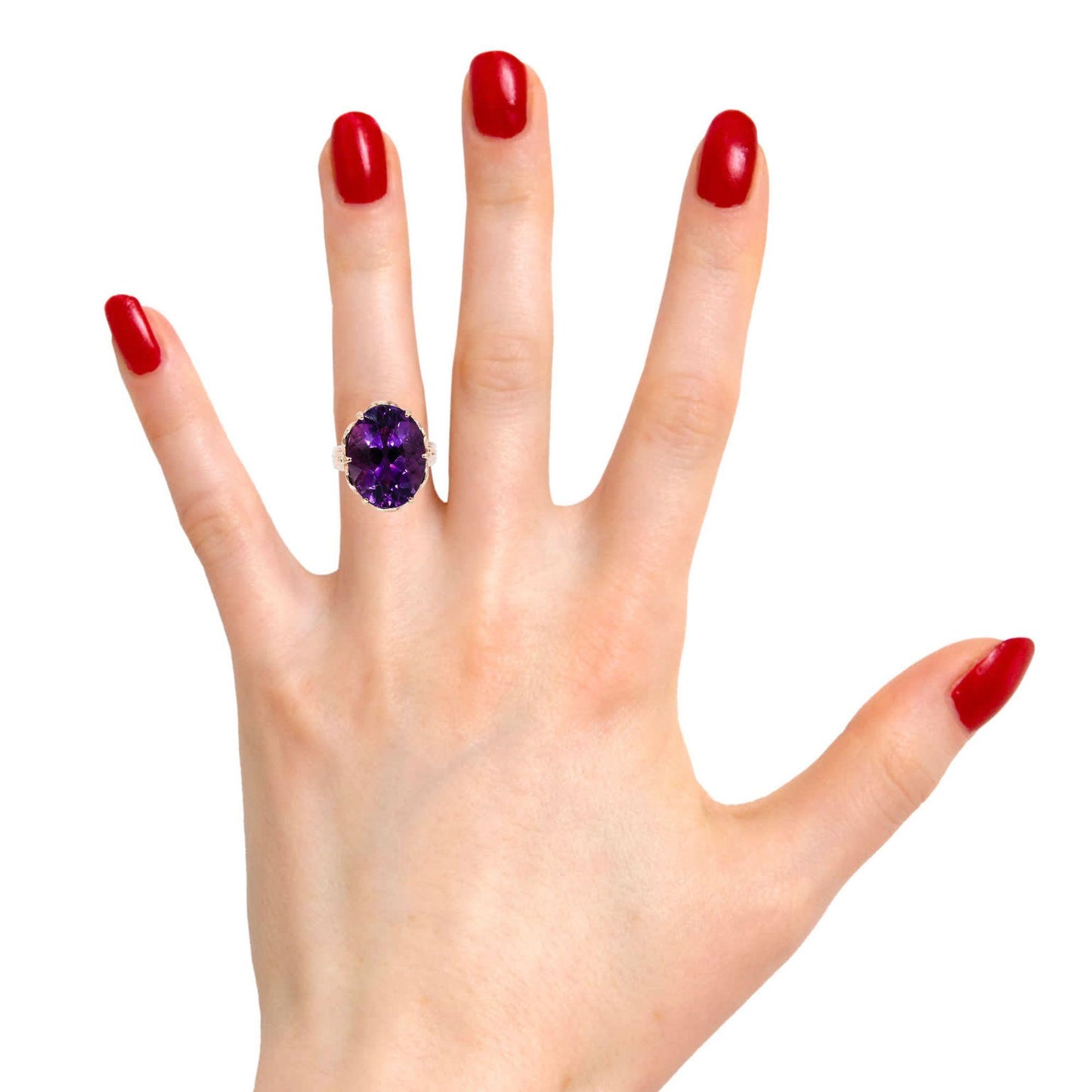 Vintage 14k Yellow Gold 15.0CT Amethyst Solitaire Ring size 6.25