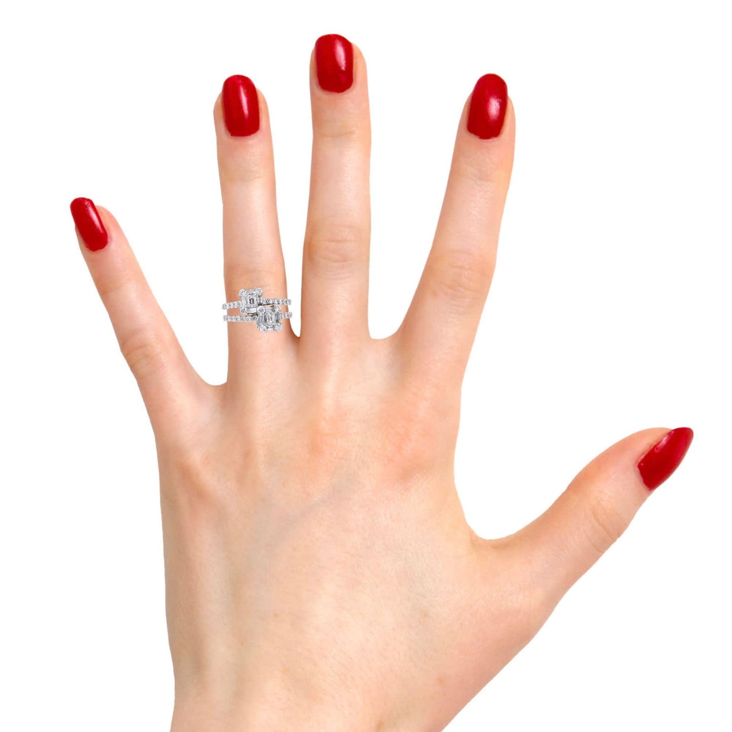 18k White Gold 1.50CT VS Diamond Free Form Cocktail Ring size 6.5