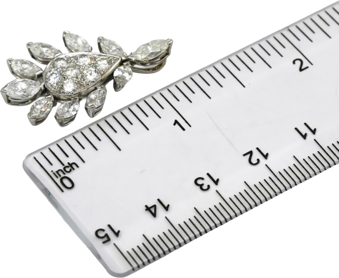 14k White Gold VS Marquise and Round Diamond Cluster Pendant 3.0CT