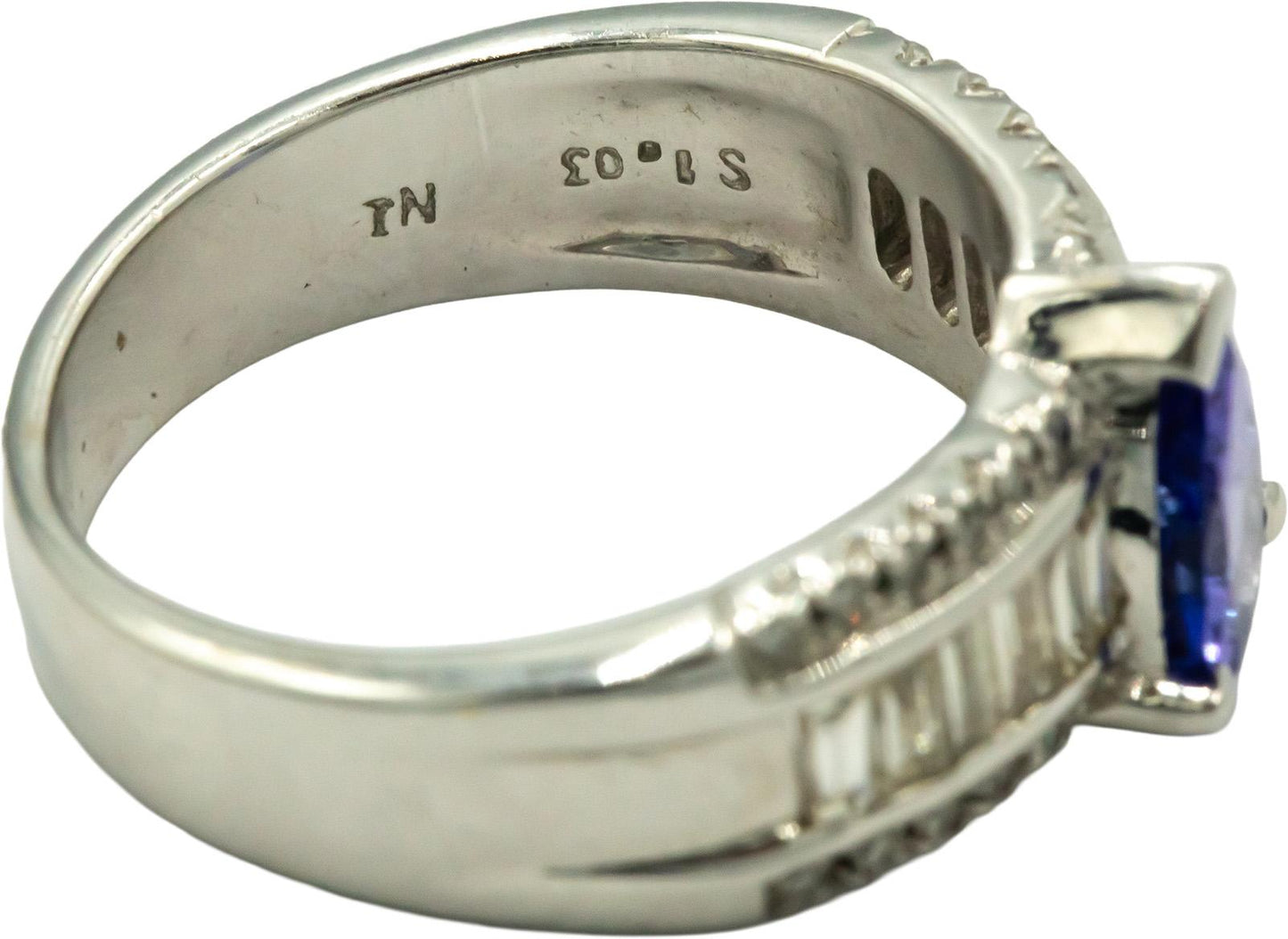 Designer 18K White Gold 1.50CT Diamond & Tanzanite Ring Size 7.75