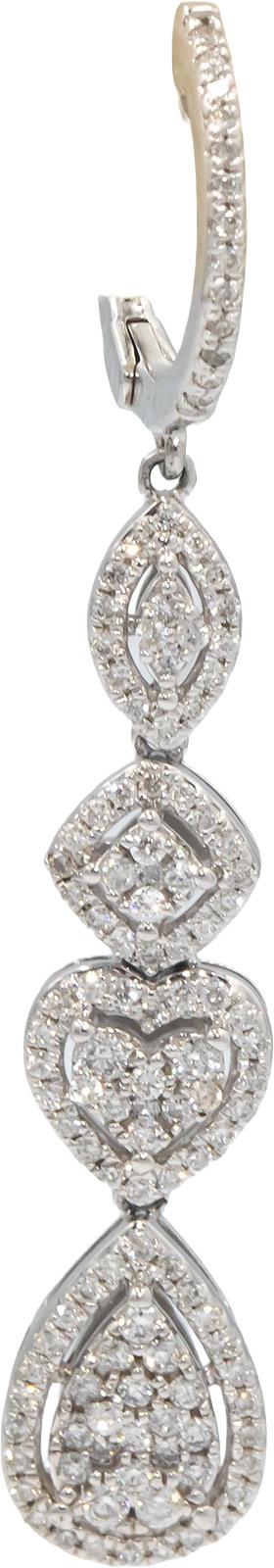 10k White Gold Round Diamond Cluster Drop Dangle Earrings 1.0CT