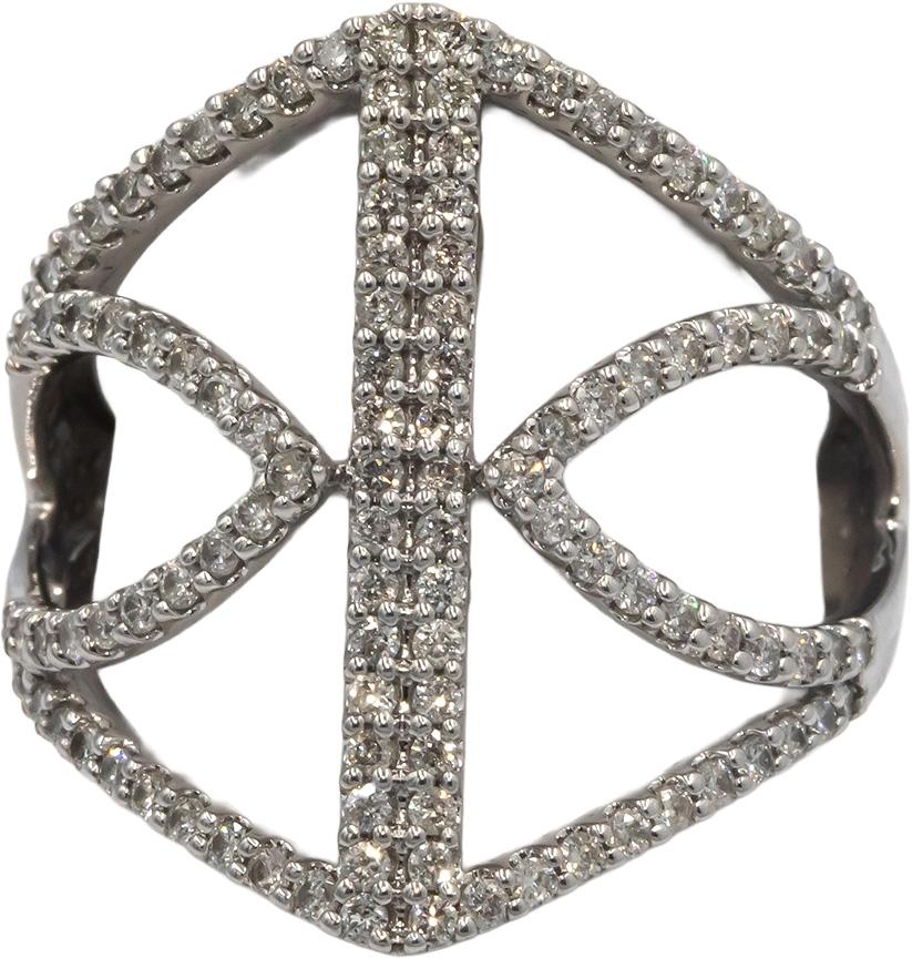 VERA WANG LOVE 10k White Gold Diamond Modern Style Ring 0.73CT Size 7