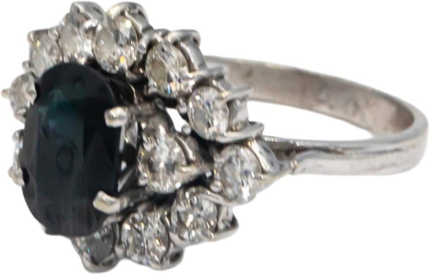 18k White Gold 2.60CT VS Diamond and Sapphire Cocktail Ring Size 6.75