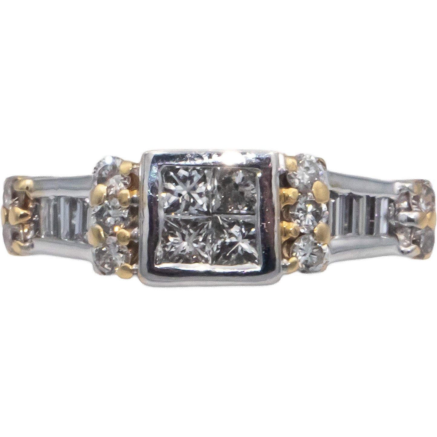 14k White Yellow Gold Princess Round Baguette Diamond Band Ring 0.50CT Size 7.5