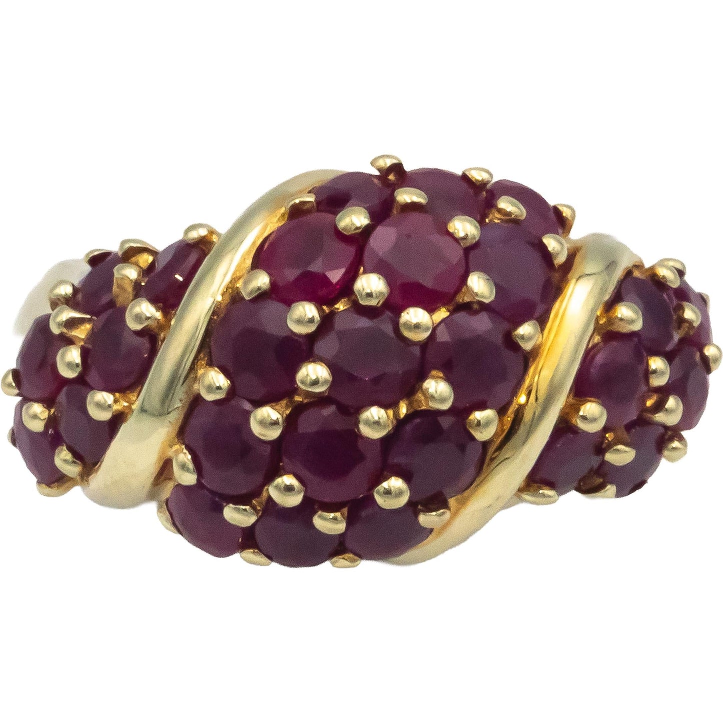 14k Yellow Gold 2.0CT Ruby Cluster Cocktail Ring Size 7