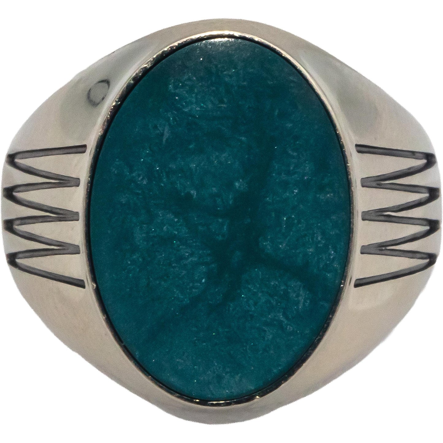 10k White Gold 17.7 x 12.5mm Malachite Men's Signet Ring Size 11