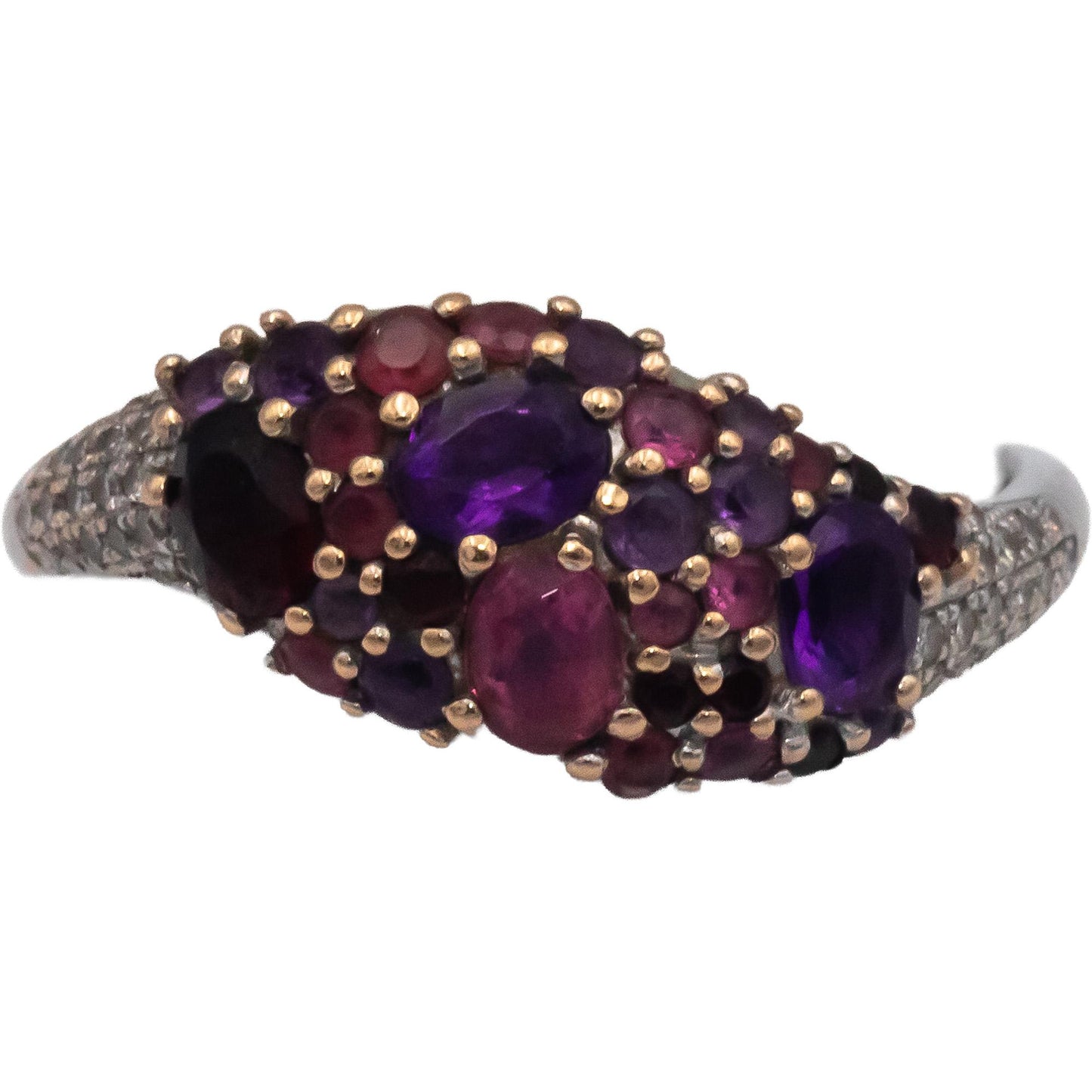 14k White Gold 0.78CT Diamond and Assorted Gemstone Ring Size 7.25