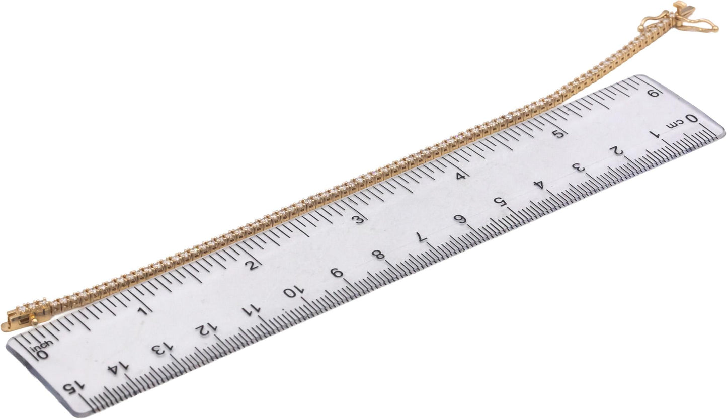 14k Yellow Gold 2.01CT Round Cut Diamond Tennis Bracelet