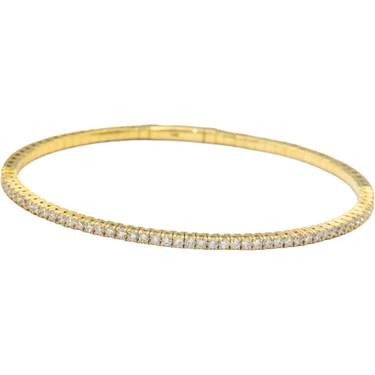 14k Gold 1.0CT VS Lab Grown Round Cut Diamond Semi-Flexible Bangle Bracelet