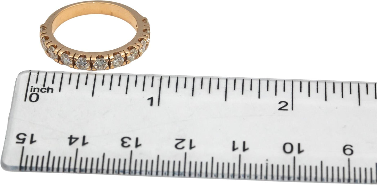 18k Rose Gold Round Diamond Half Eternity Band Ring 1.08CT Size 6.5
