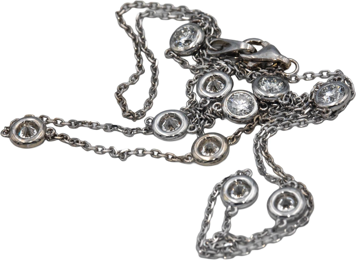 14k White Gold Round Diamond by the Yard Chain Necklace 2.36CT