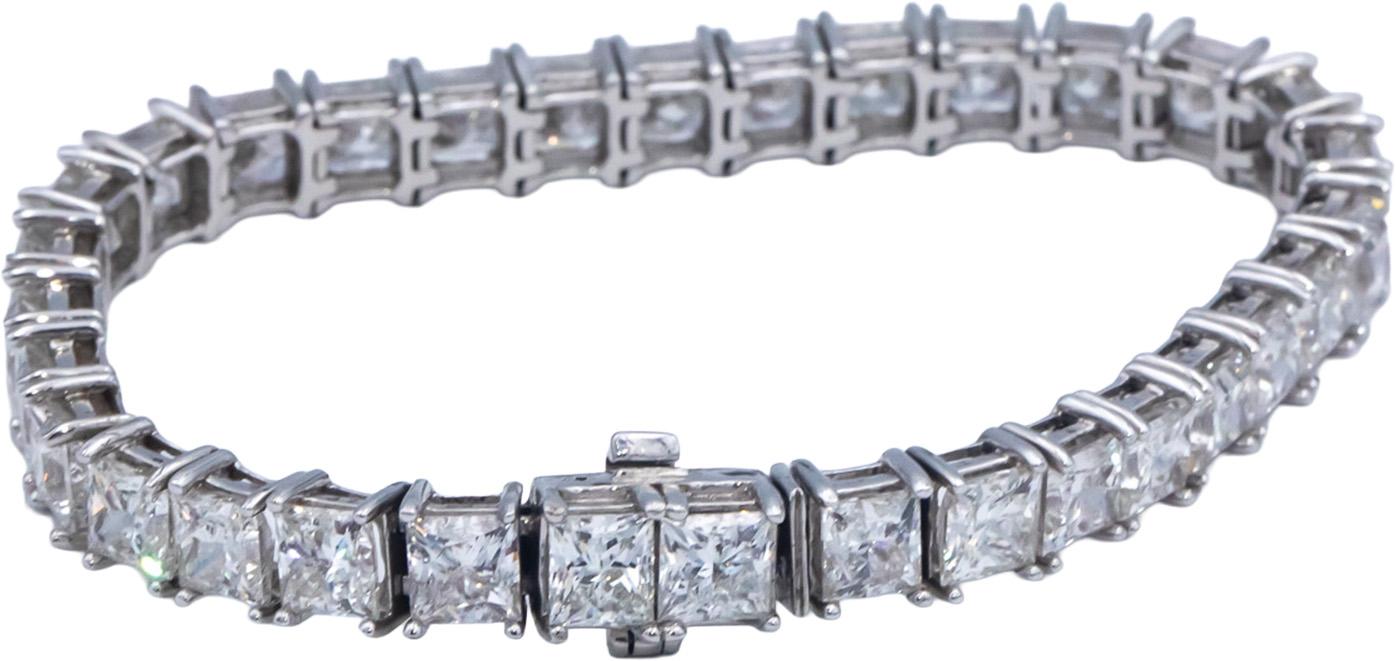 Diamond 18k White Gold Jewelry Princess Cut Tennis Bracelet 25.93CT