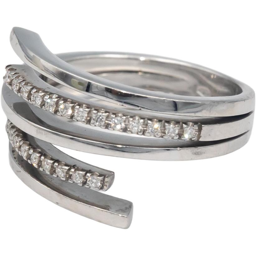 18k White Gold Jewelry 0.13CT Round Cut Diamond Spiral Ring Size 7