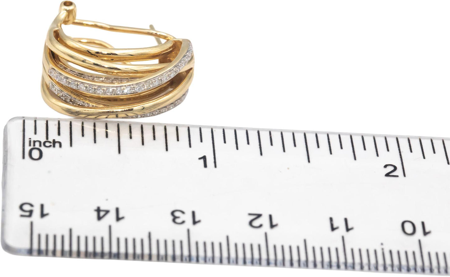 14k Yellow Gold VS Single Cut Diamond Curved Earrings 0.45CT