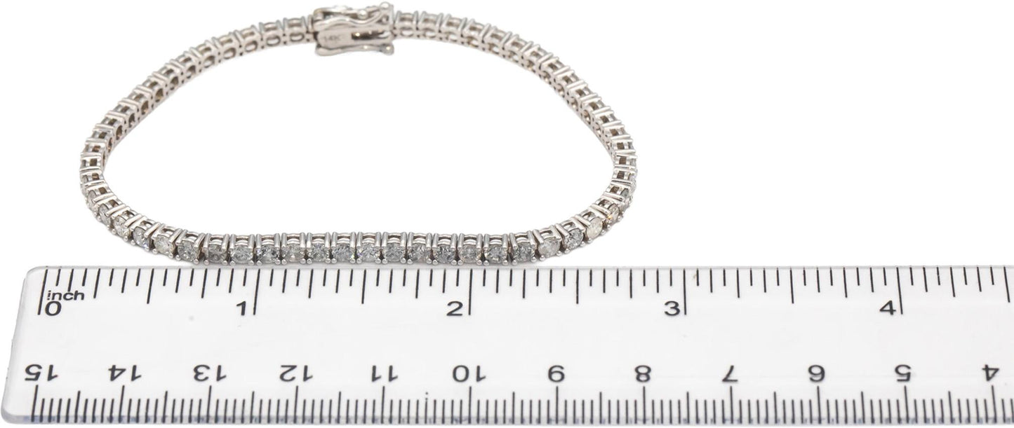 14k White Gold Jewelry 4.70CT Round Cut Prong Set Diamond Tennis Bracelet