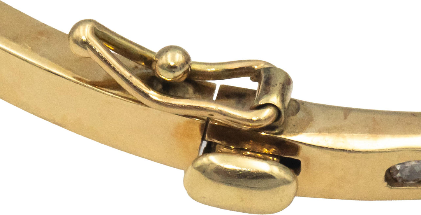 14k Yellow Gold 0.75CT Round Cut Channel Set Diamond Bangle Bracelet