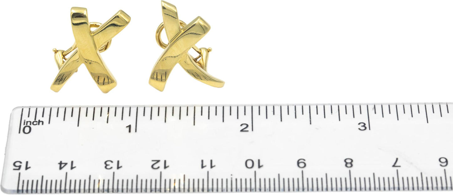 TIFFANY & CO. Paloma Picasso 18k Yellow Gold Graffiti X Earrings w/ Box & Pouch