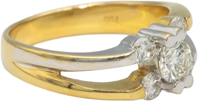 18k Yellow & White Gold VS Round Diamond Cocktail Ring 0.33CT Size 6