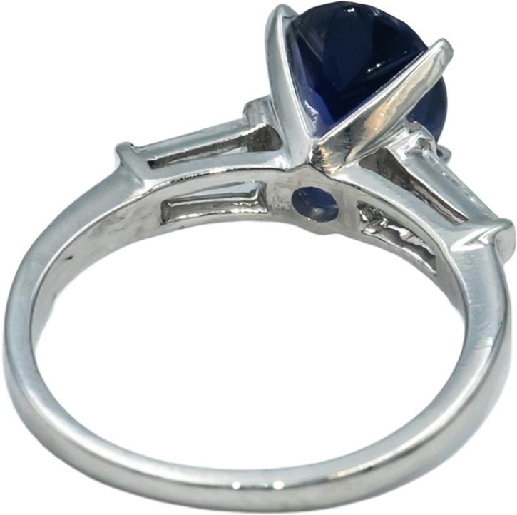 Platinum Baguette Diamond Oval Tanzanite Cocktail Ring 1.43CT Size 5.5