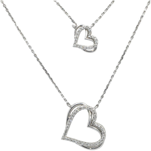VERA WANG LOVE 10k White Gold Round Diamond Heart Pendant Necklace 0.25CT