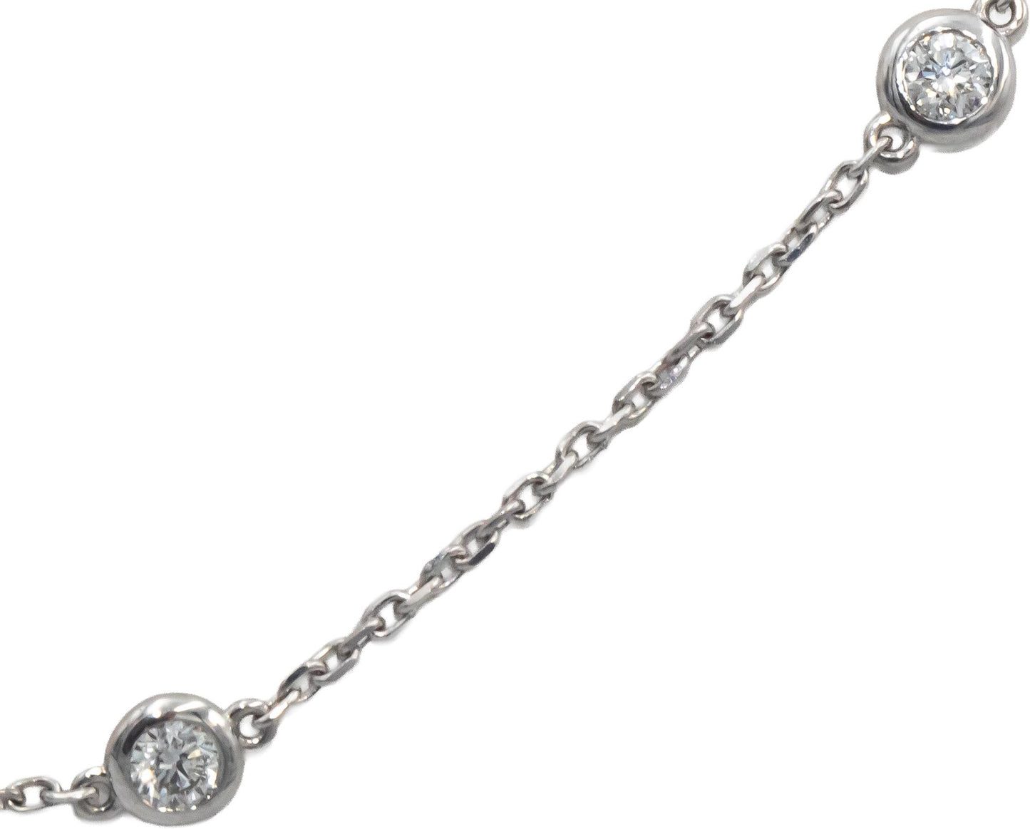 14k White Gold VS Round Bezel Set Diamond By The Yard Necklace Chain 1.33CT