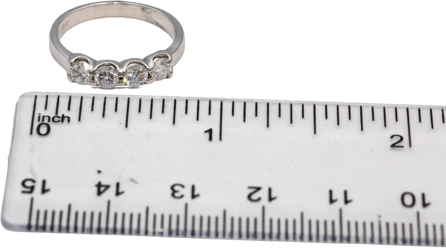 18k White Gold VS Round Diamond Four Stone Band Ring 0.64CT Size 6