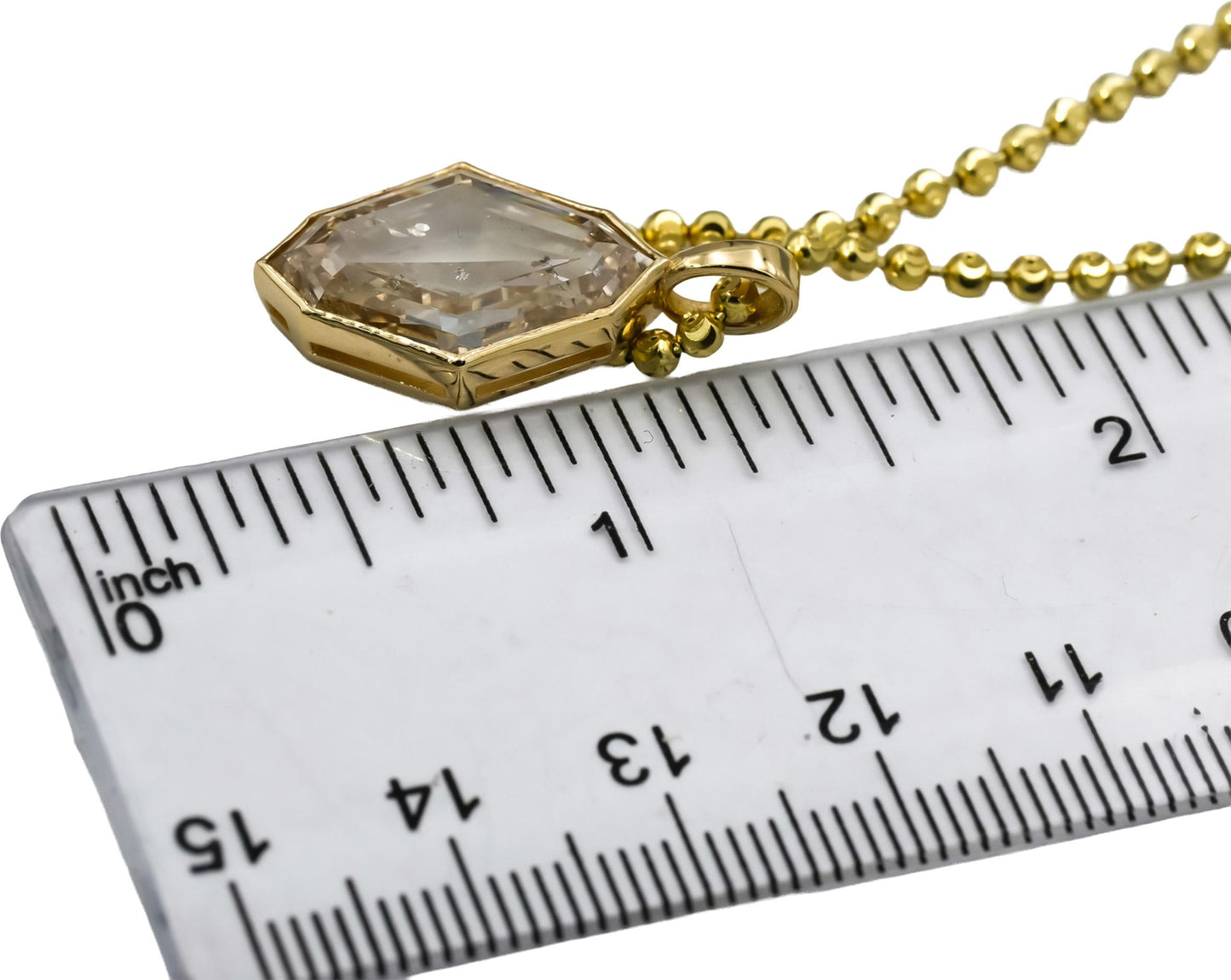 14k Yellow Gold Octagonal Step Cut Diamond Pendant Necklace 8.01CT