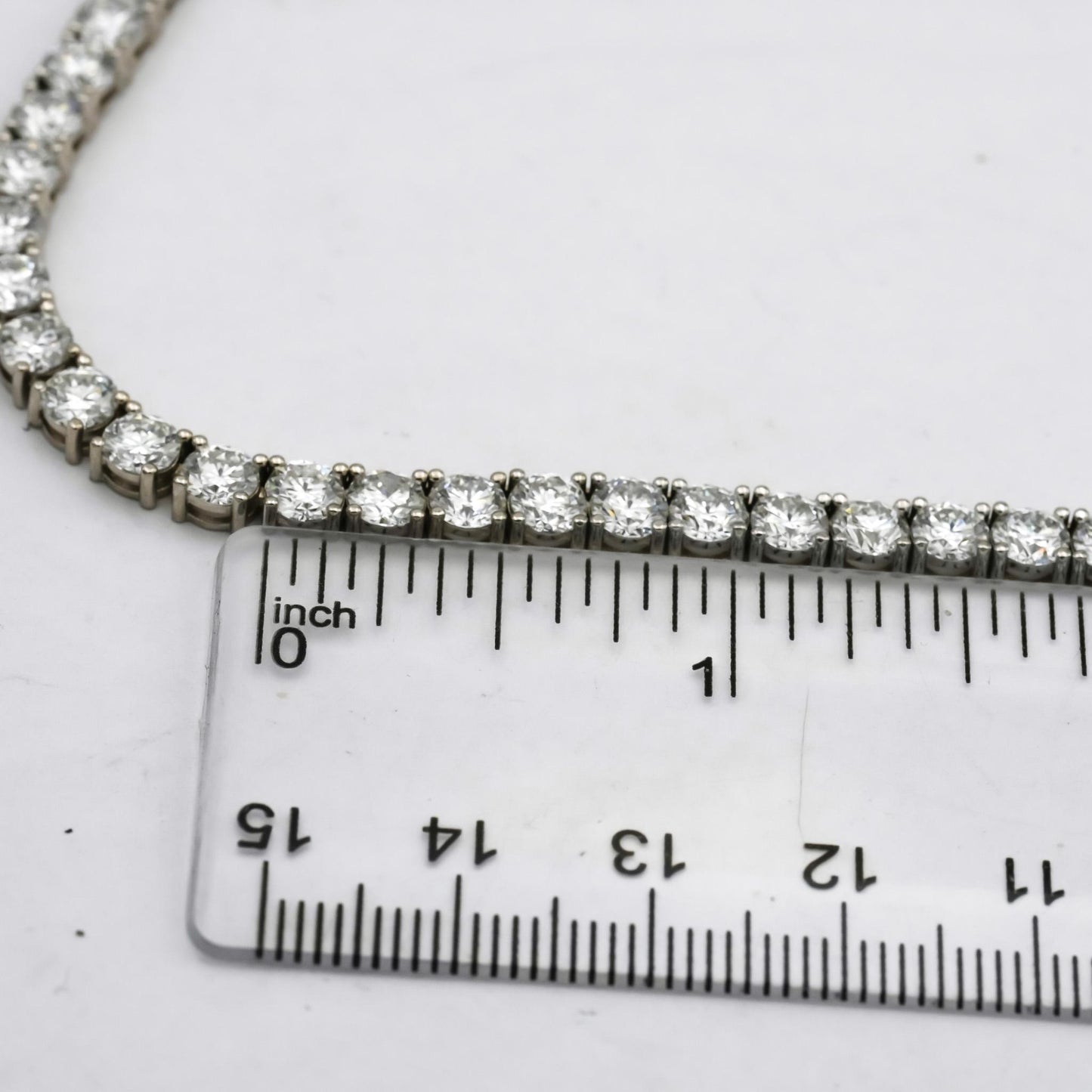 14k White Gold VS Round Lab-Grown Diamond Tennis Necklace 37.28CT