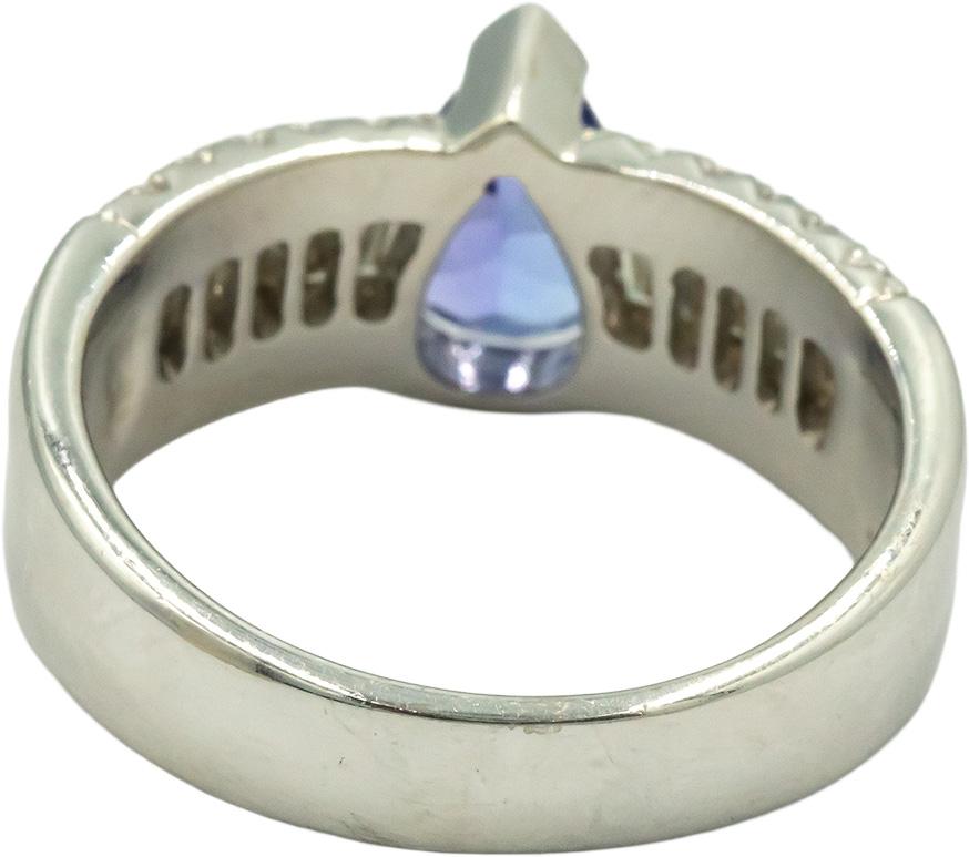 Designer 18K White Gold 1.50CT Diamond & Tanzanite Ring Size 7.75