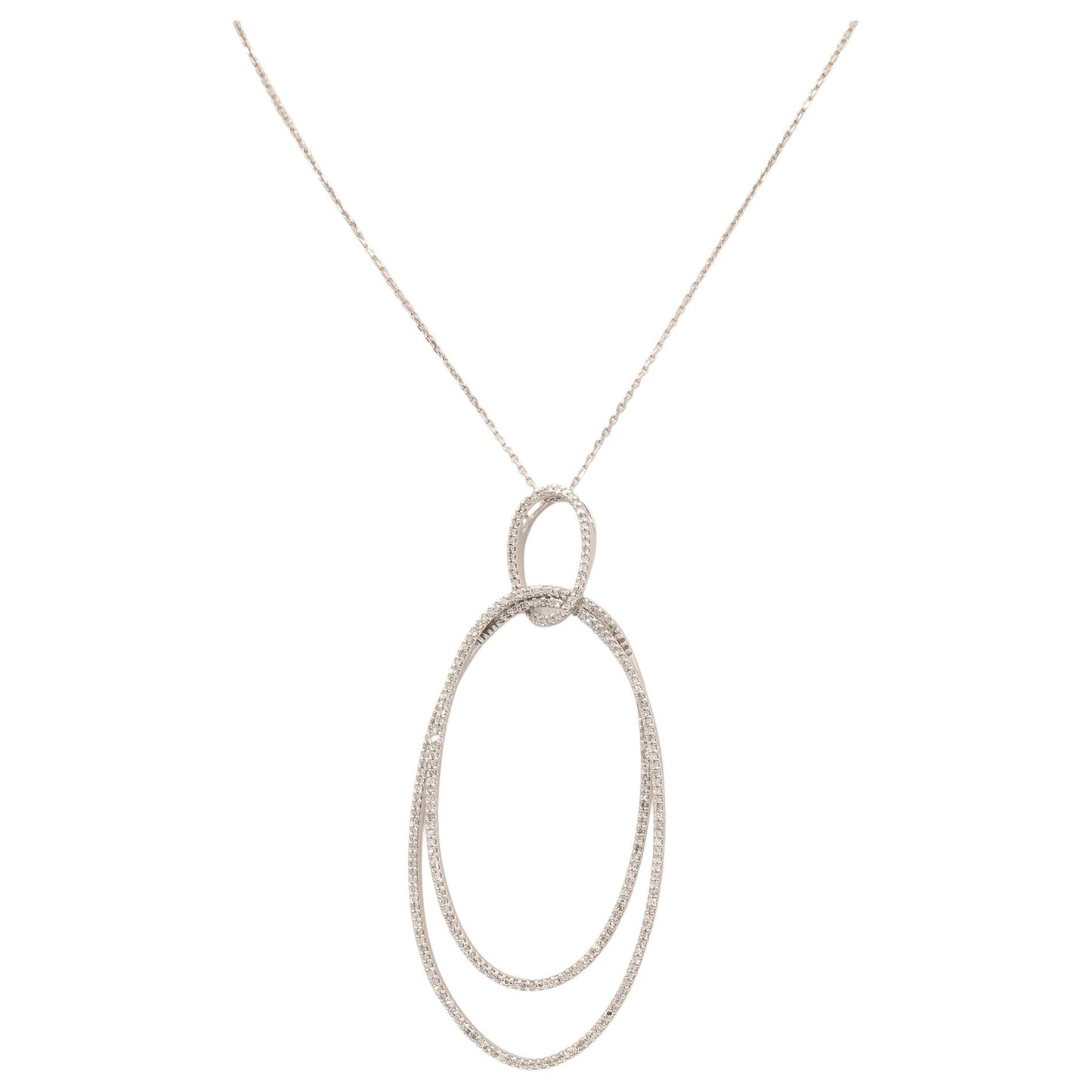 Vera Wang Love Collection 10K White Gold Diamond Oblong Double Necklace