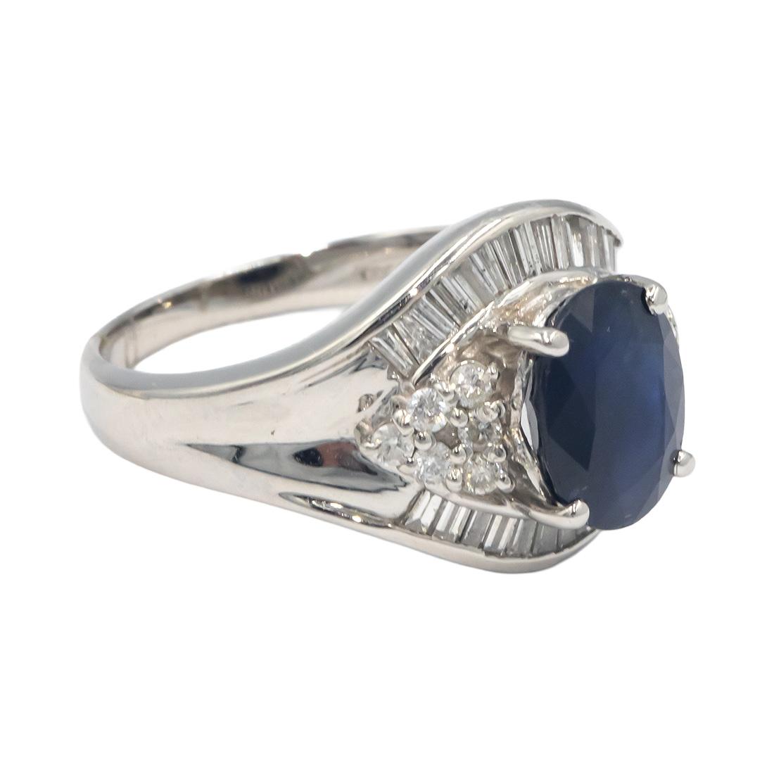 Platinum 3.20CT Diamond and Sapphire Cocktail Ring Size 6.25