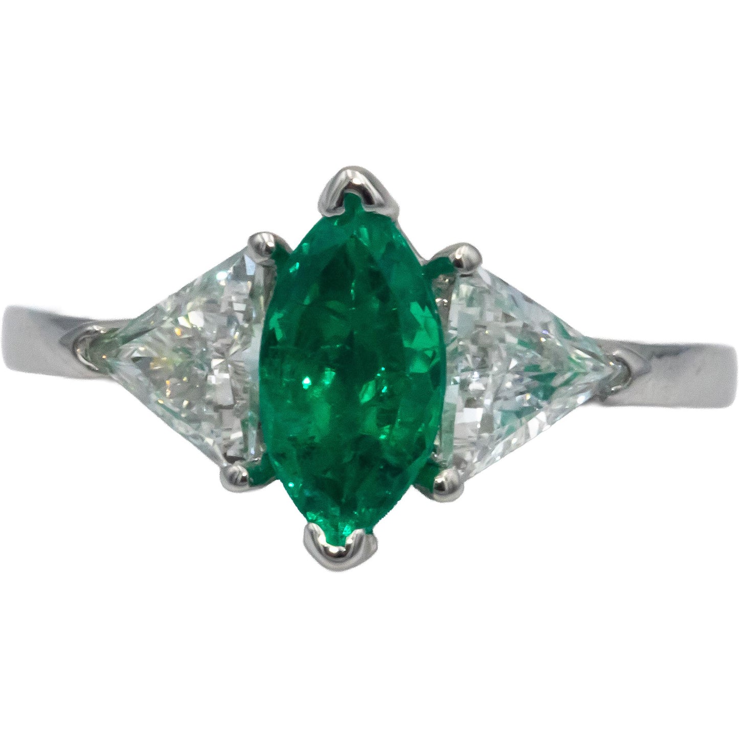 CGL Certified Platinum Diamond and Emerald Cocktail Ring 1.90CT Size 6.25