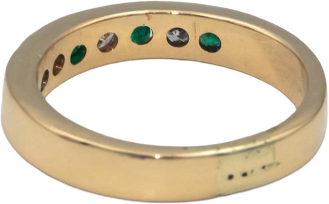 14k Yellow Gold 0.40CT VS Diamond and Emerald Band Ring Size 7.5