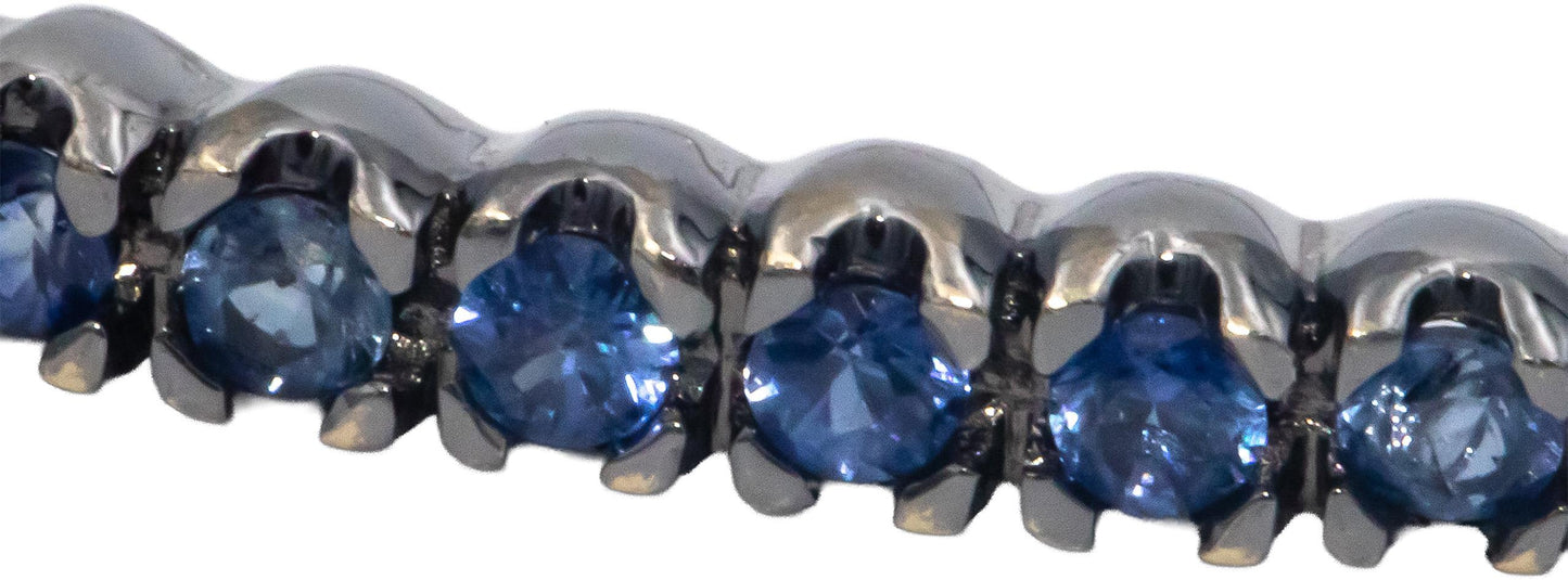 18k White Gold 3.0CT Round Cut Blue Sapphire Stackable Bangle Bracelet