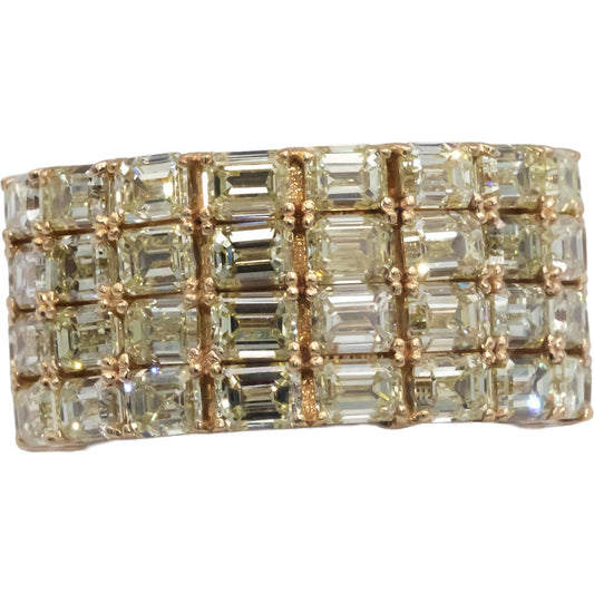 14k Yellow Gold 9.95CT VS Light Yellow Diamond Wide Band Ring Size 6.75