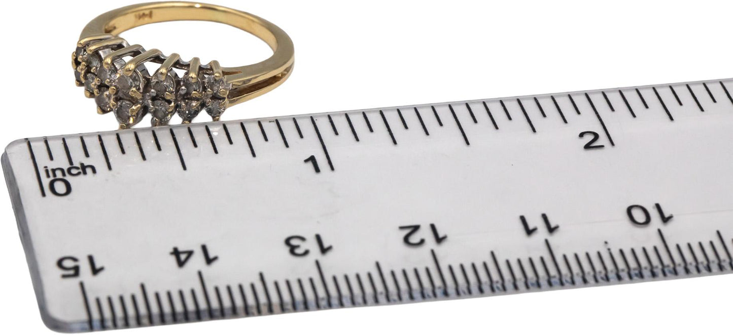 14k Yellow Gold Jewelry Round Diamond Cluster Ring 0.35CT Size 4.5