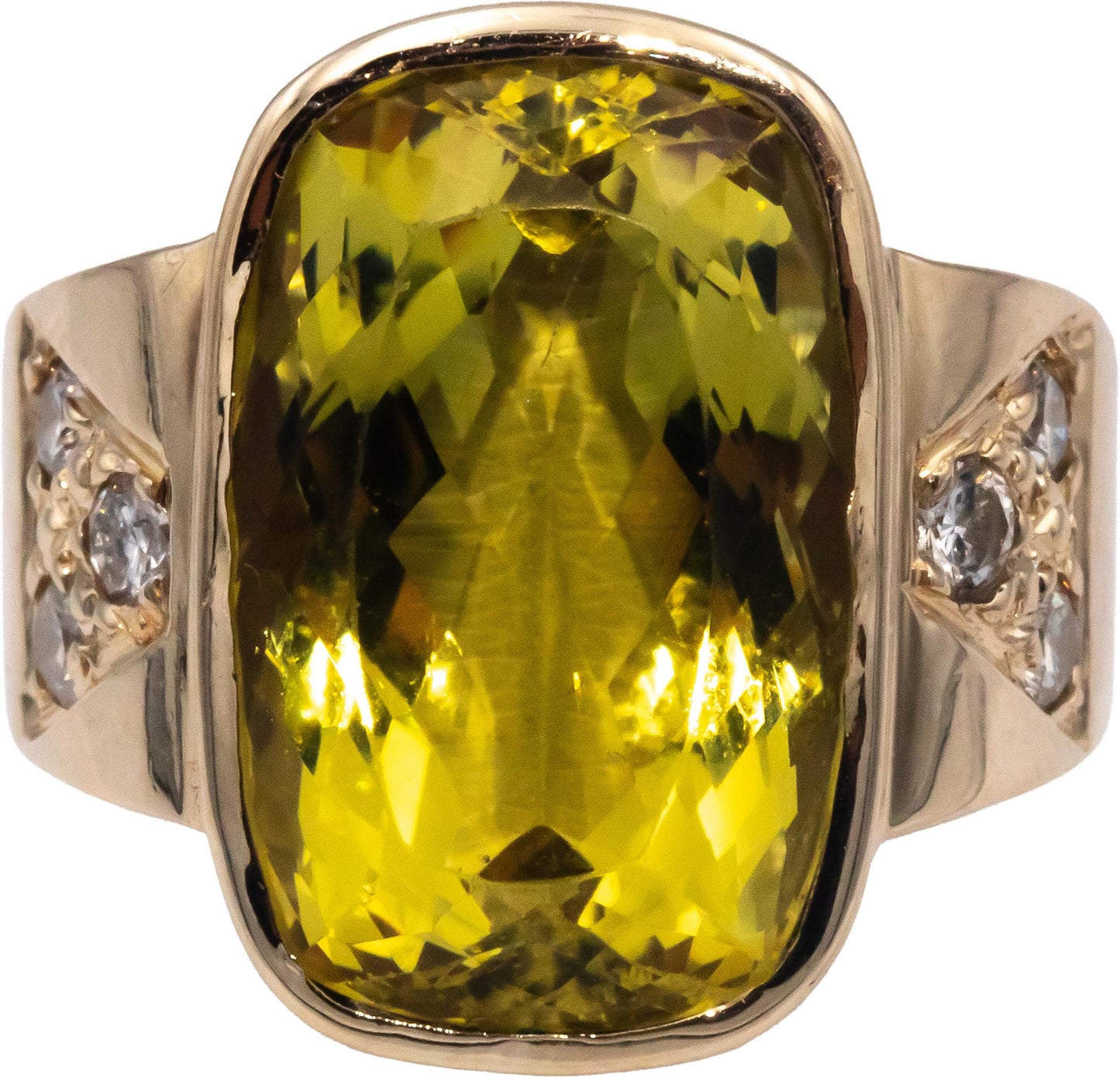 10k Yellow Gold 15.50CT Diamond and Citrine Jumbo Ring Size 6.25