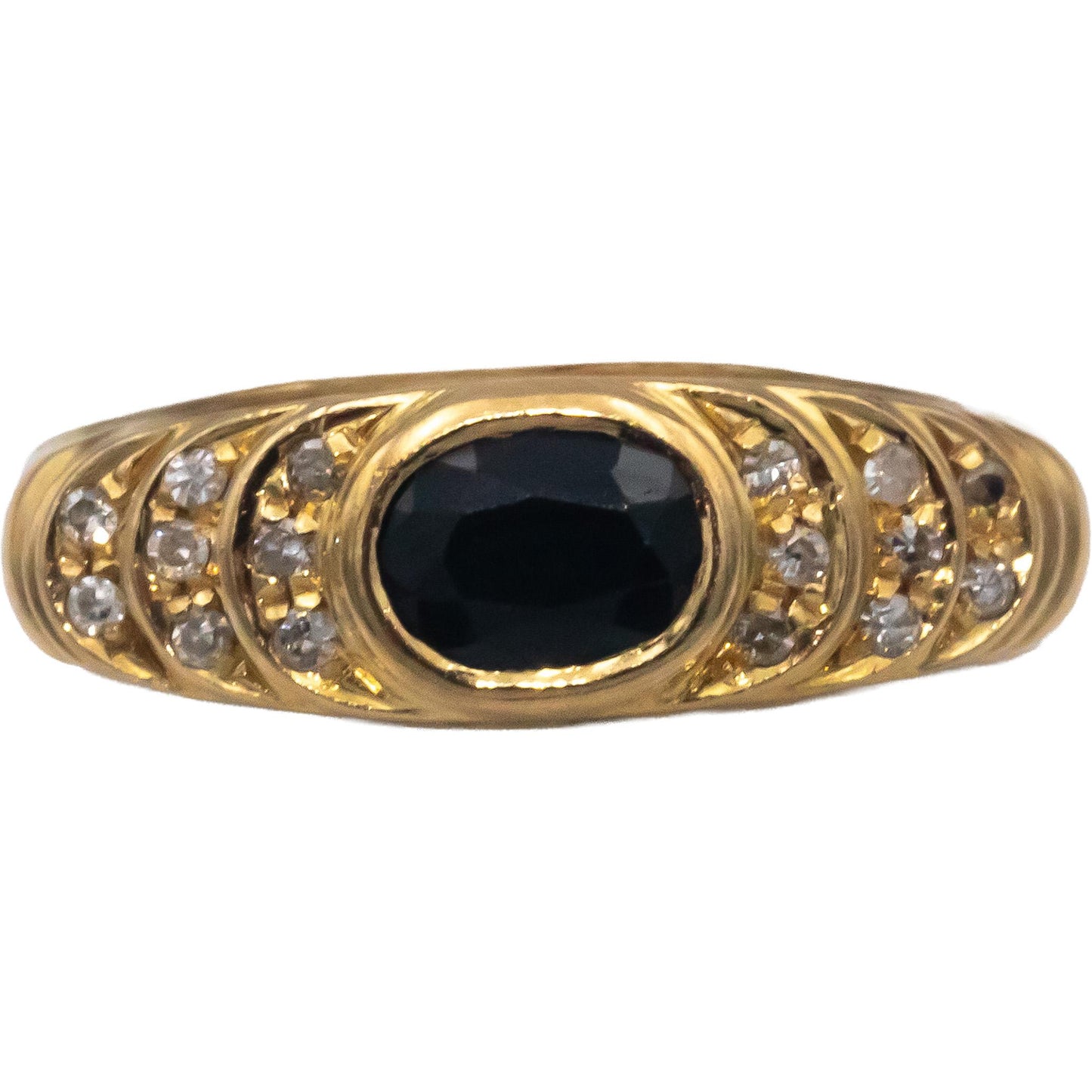 18k Yellow Gold 0.53CT Diamond and Sapphire Band Ring Size 5.75