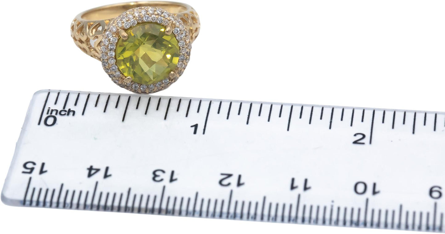 14k Yellow Gold 4.0CT Diamond and Citrine Halo Style Ring Size 6.5