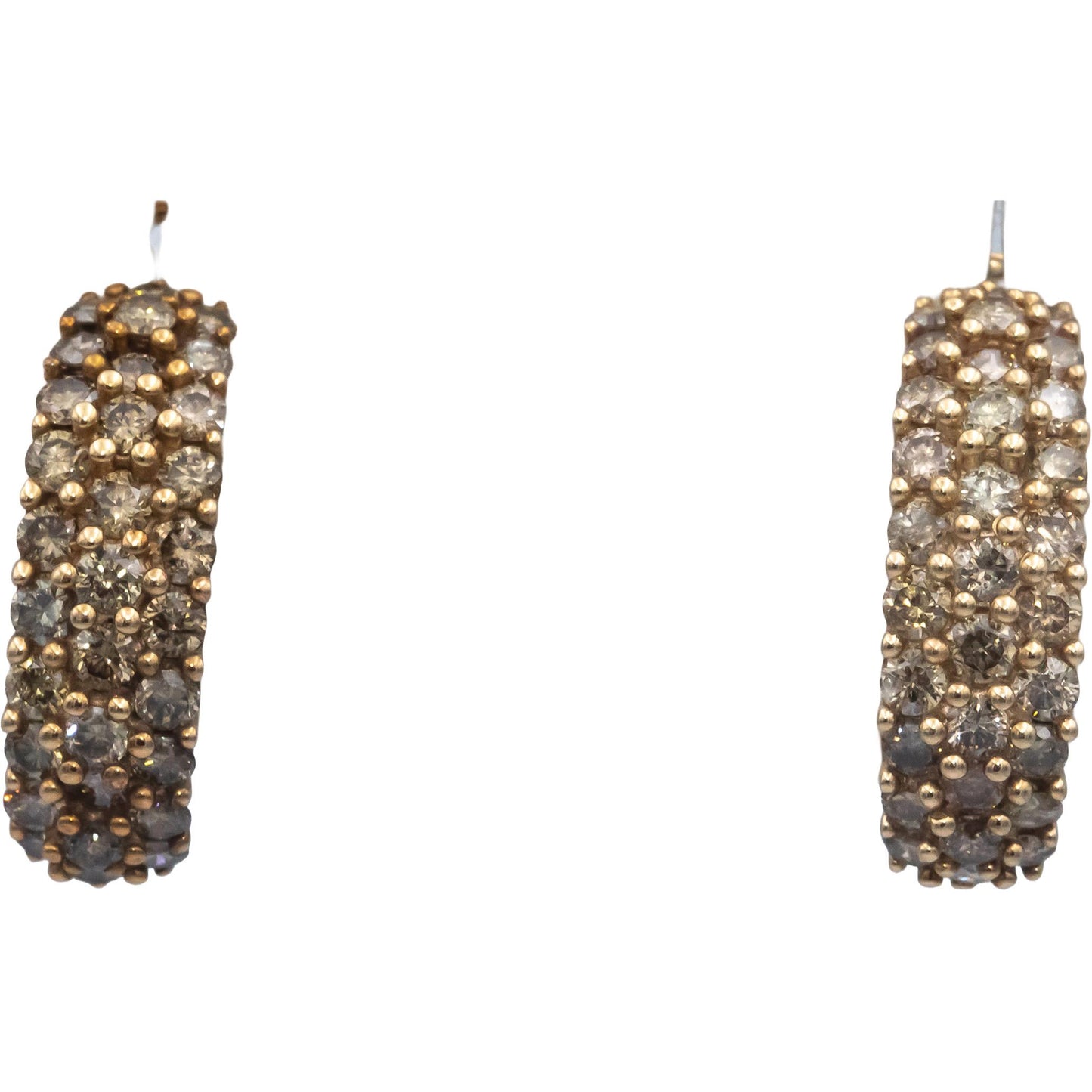 10k Yellow Gold Jewelry 1.25CT Round Cut Diamond Curved Cluster Earrings