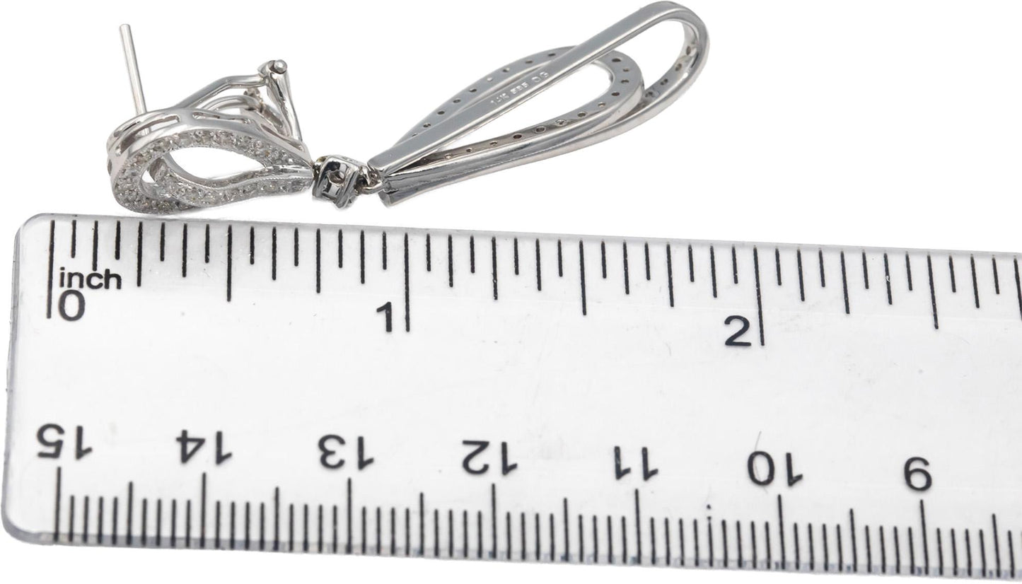 Diamond Round Cut 14k White Gold Jewelry Drop Dangle Earrings 1.0CT