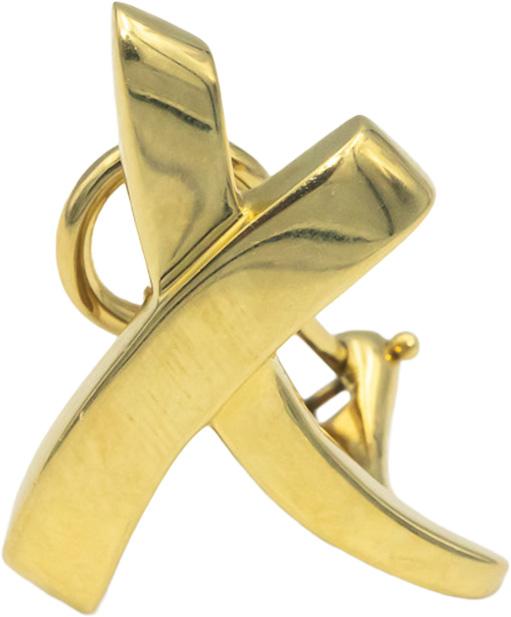 TIFFANY & CO. Paloma Picasso 18k Yellow Gold Graffiti X Earrings w/ Box & Pouch