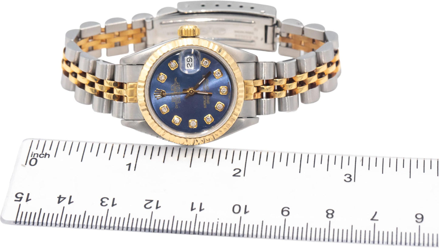 ROLEX Stainless Steel & 18k Gold 69163 Lady-Datejust Custom Diamond Dial Watch