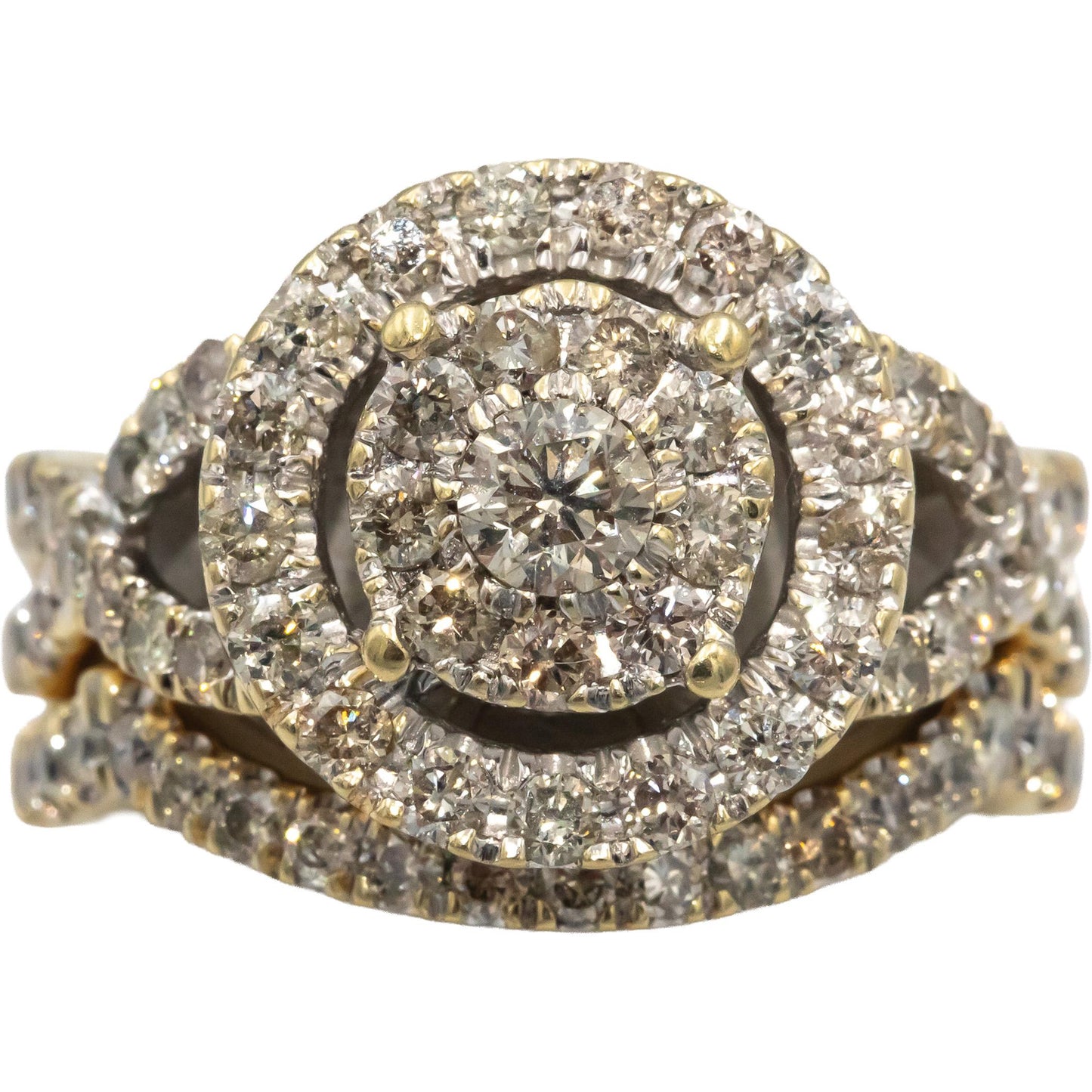 Round Diamond 10k Yellow Gold Cluster Cocktail Ring 1.50CT Size 8.75