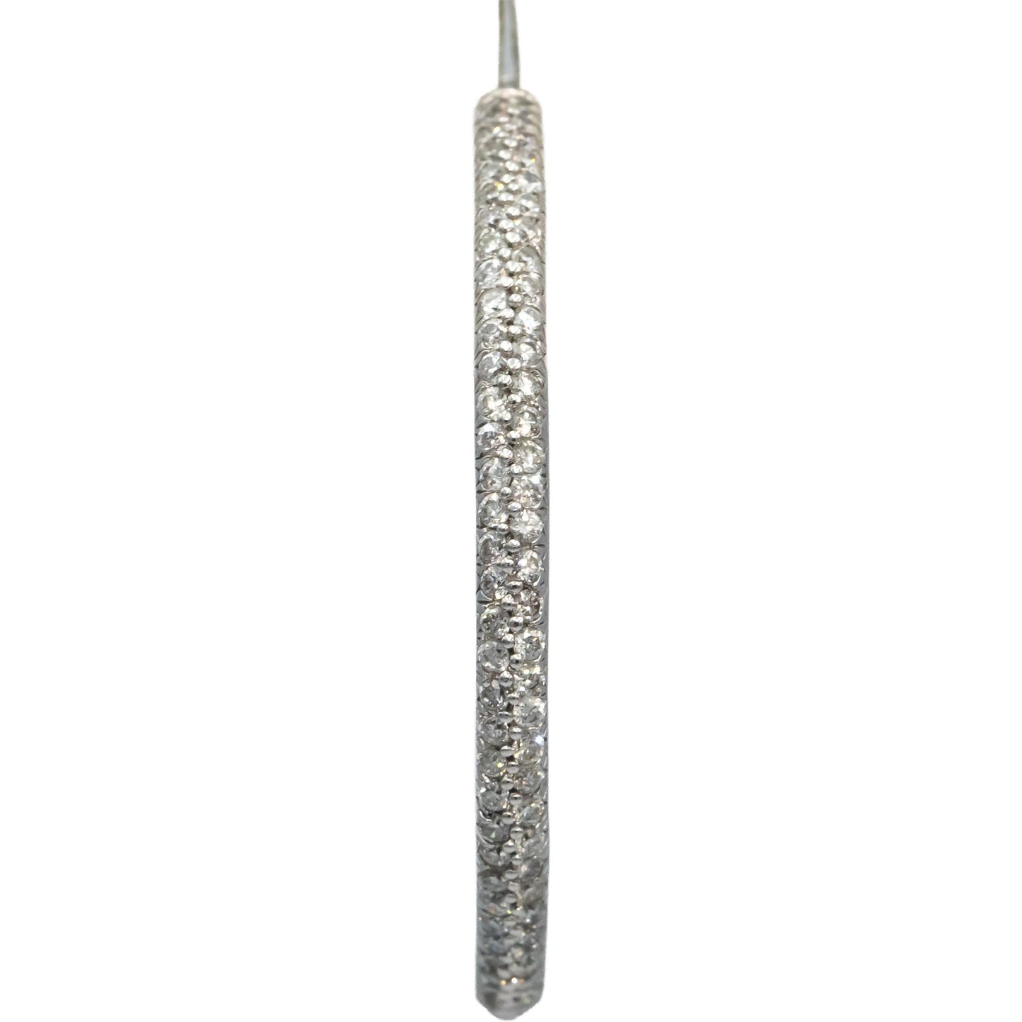 18k White Gold Round Diamond Pave Two-Row Hoop Earrings 1.78CT