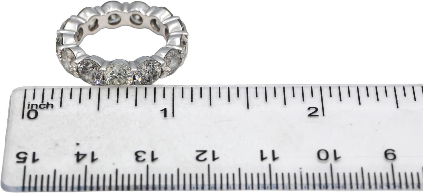 14k White Gold Round Diamond Shared Prong Eternity Band Ring 6.46CT Size 6