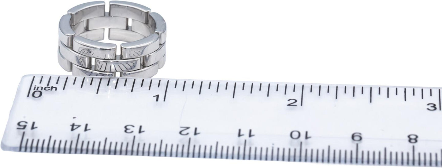 CARTIER 18k White Gold Maillon Panthere Ring Size 5.75 Euro Size 51