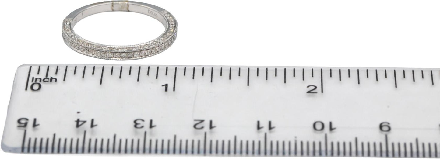 18k White Gold Round Diamond Band Ring 0.40CT Size 6.5