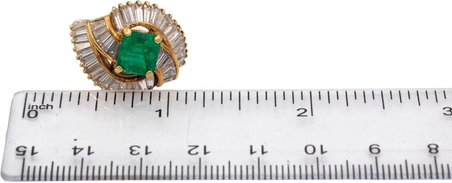 GIA Certified 14k Yellow Gold Colombian Emerald & Diamond Ring 4.0CTW Size 4.75